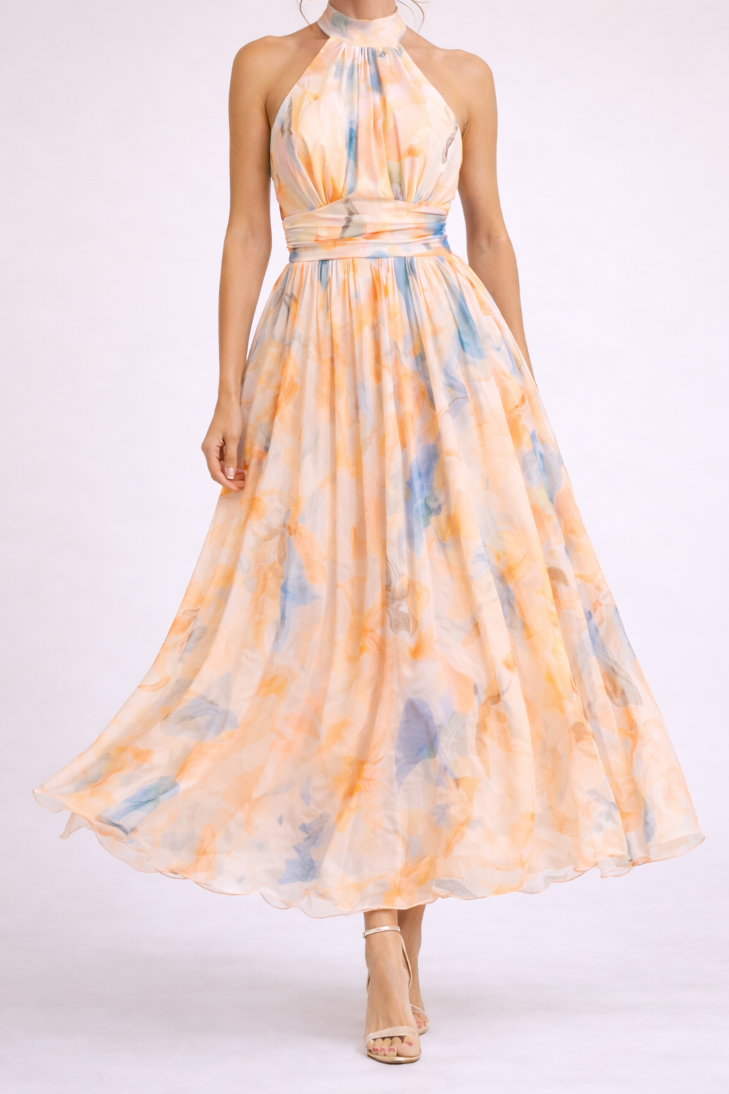 CAMILLE | Aquarell Halterkleid für Damen mit Neckholder-Ausschnitt