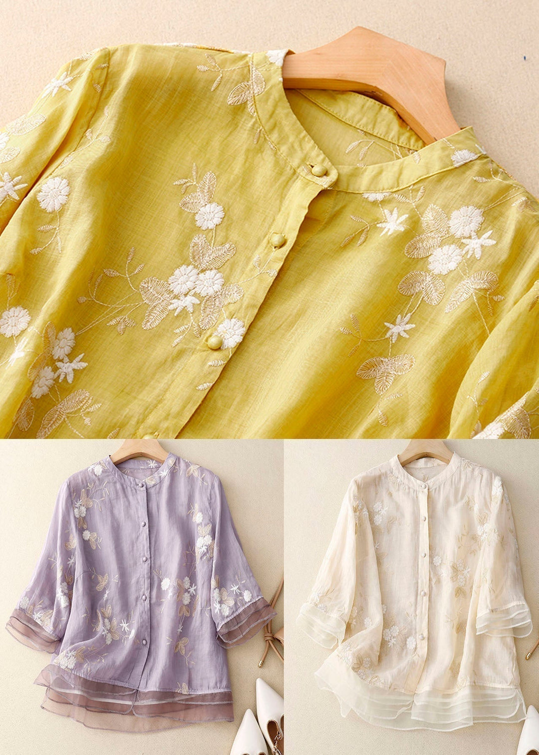 Kourtney | Schicke Bluse mit gestickten Akzenten und Blumenmuster