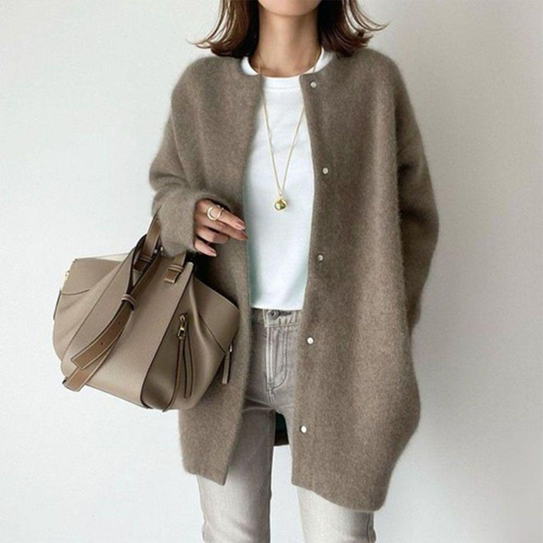 Silvia | Warme und Elegante Strickjacke für Damen mit Rundhalsausschnitt