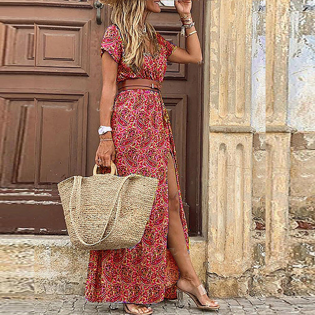 Liora | Maxi Ibiza Kleid im Hippie-Stil + GRATIS Gürtel für Damen