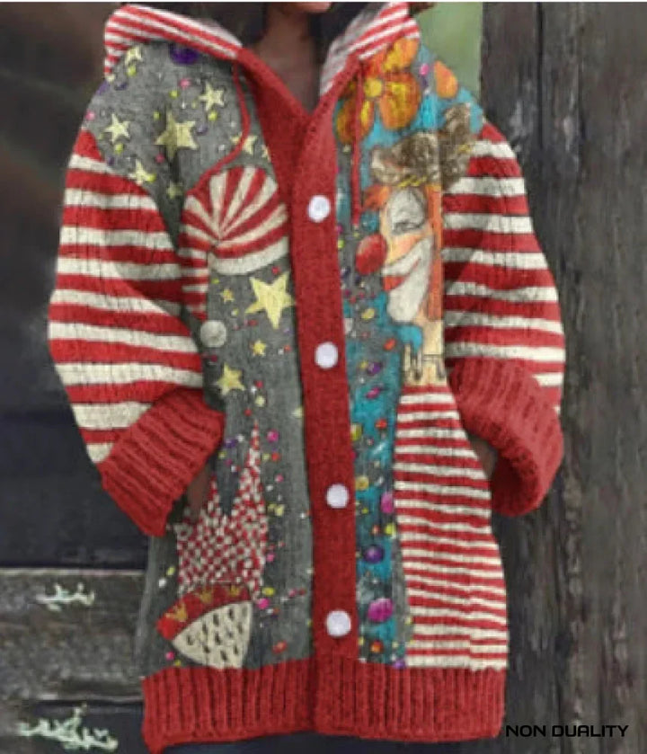 Isabella | Bunt gestrickte Katzen Strickjacke für Damen