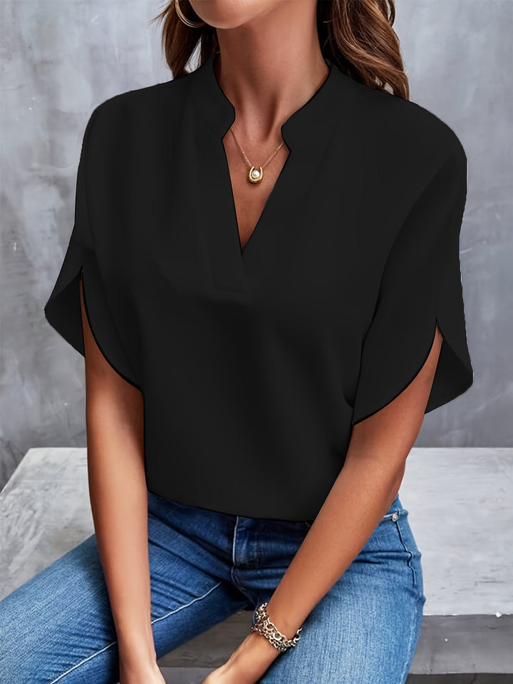 Ava | Schicke Bluse für Damen mit V-Ausschnitt und kurzen Ärmeln