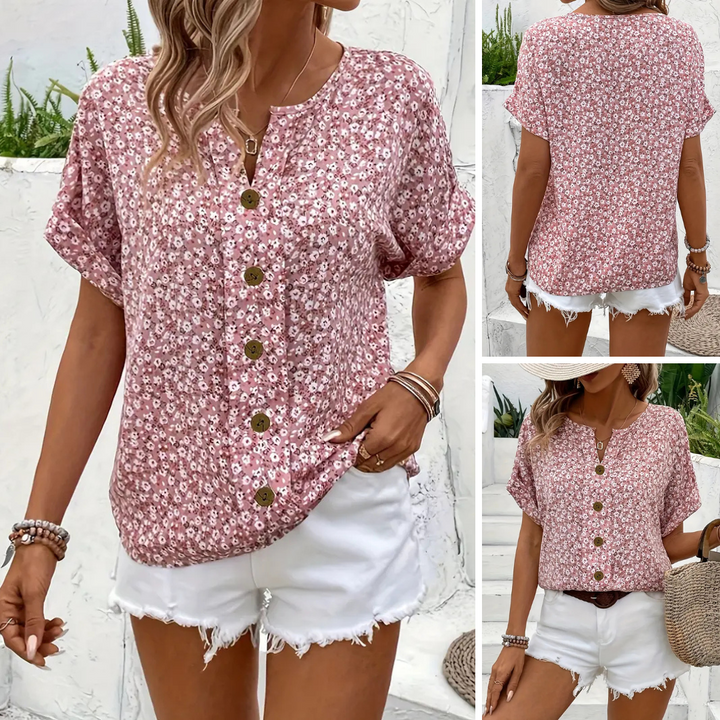 Cindy | Bluse mit floralem Druck und abgestuftem Kragen