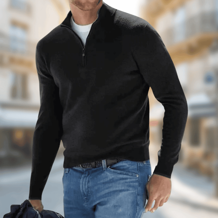 Luca | Eleganter Pullover für Herren mit Stehkragen und langen Ärmeln