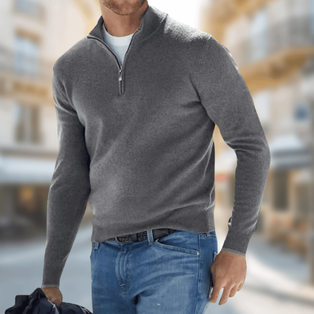 Luca | Eleganter Pullover für Herren mit Stehkragen und langen Ärmeln