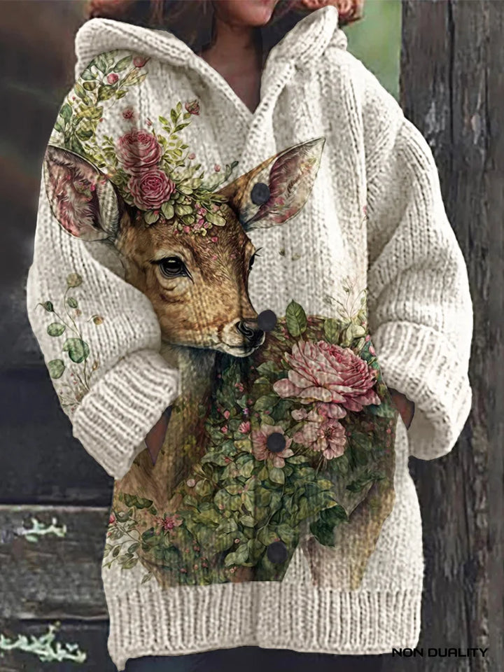 Isabella | Bunt gestrickte Katzen Strickjacke für Damen