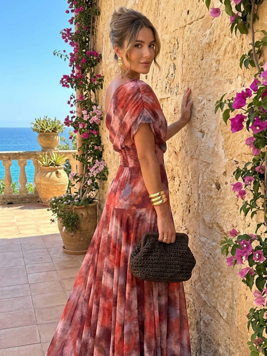 Damen Maxikleid mit Einschulterträger