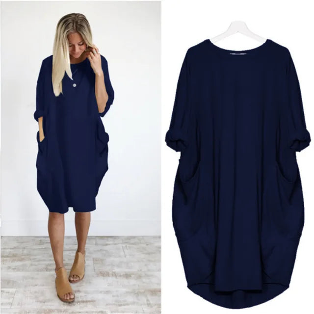 Amanda | Bequemes Bauchbedeckendes Kleid mit langen Ärmeln