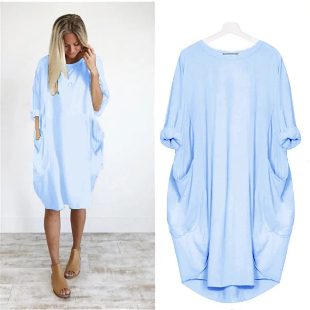 Amanda | Bequemes Bauchbedeckendes Kleid mit langen Ärmeln