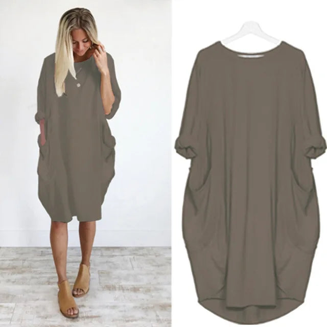 Amanda | Bequemes Bauchbedeckendes Kleid mit langen Ärmeln