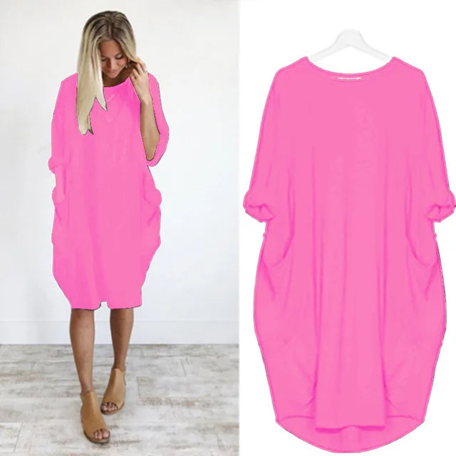 Amanda | Bequemes Bauchbedeckendes Kleid mit langen Ärmeln