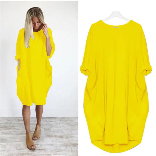 Amanda | Bequemes Bauchbedeckendes Kleid mit langen Ärmeln