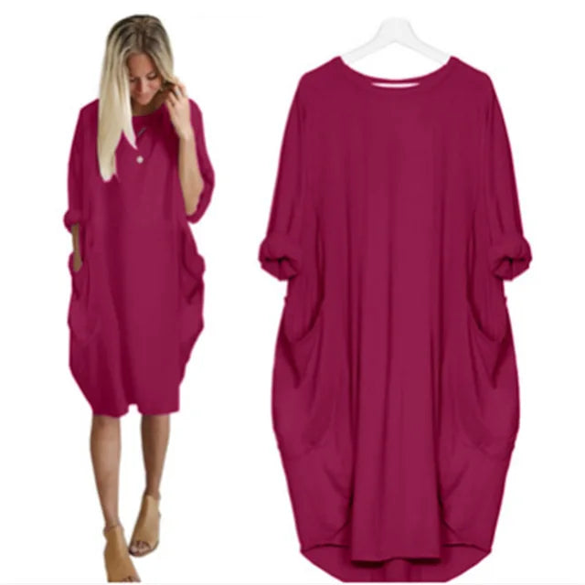 Amanda | Bequemes Bauchbedeckendes Kleid mit langen Ärmeln
