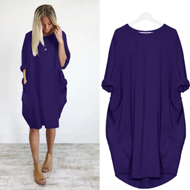 Amanda | Bequemes Bauchbedeckendes Kleid mit langen Ärmeln