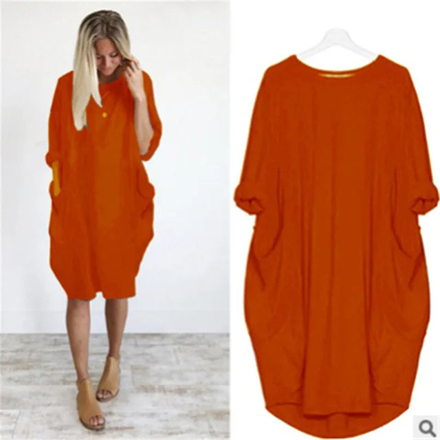 Amanda | Bequemes Bauchbedeckendes Kleid mit langen Ärmeln