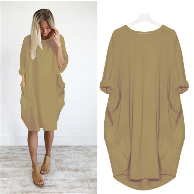 Amanda | Bequemes Bauchbedeckendes Kleid mit langen Ärmeln