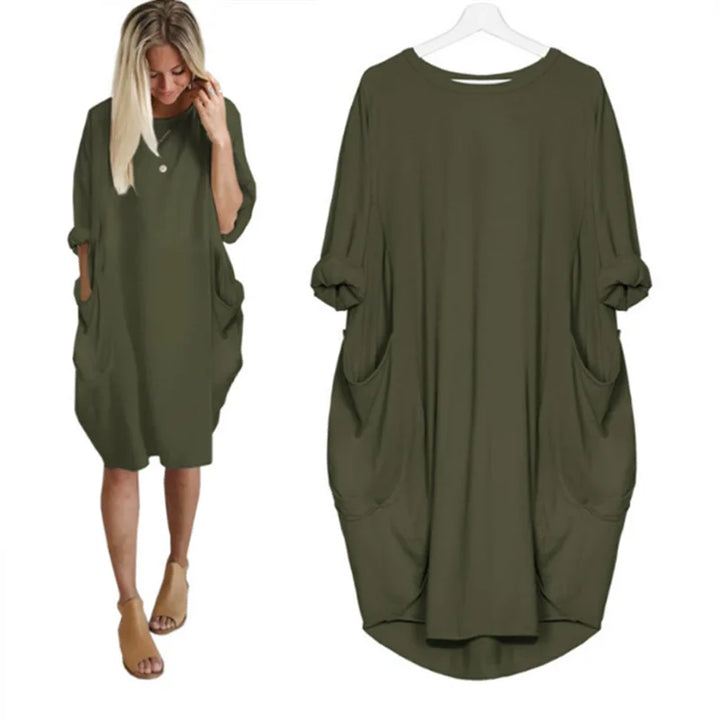 Amanda | Bequemes Bauchbedeckendes Kleid mit langen Ärmeln