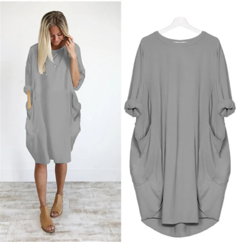 Amanda | Bequemes Bauchbedeckendes Kleid mit langen Ärmeln
