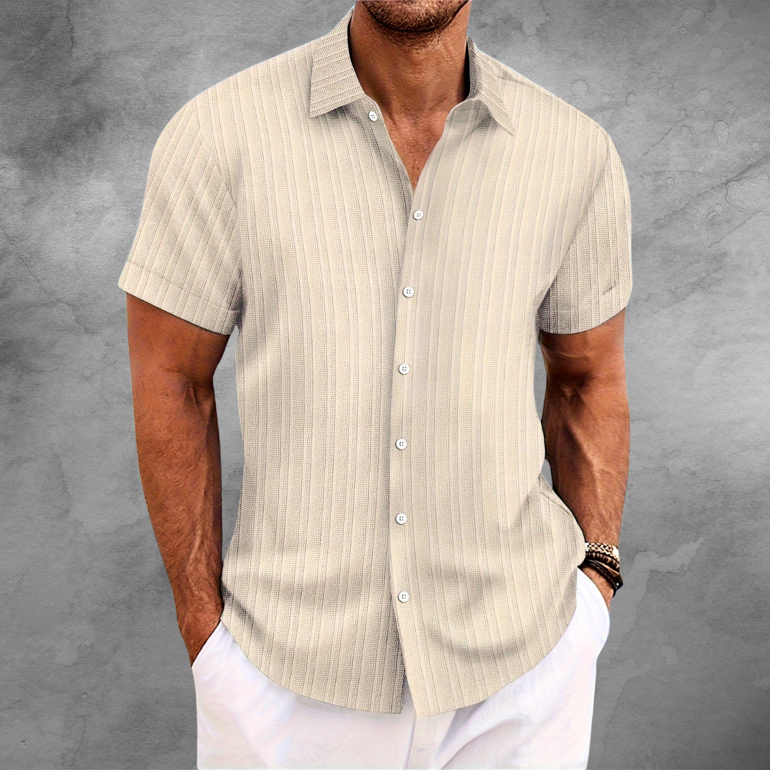 Dylan | Klassisches Hemd für Herren mit Streifenmuster und kurzen Ärmeln