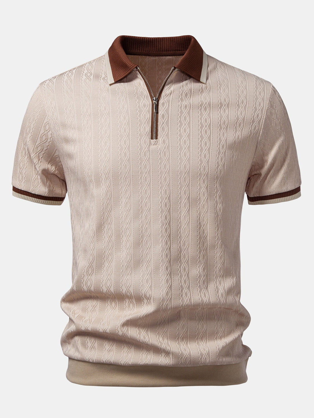 Herren Kurzarm Zip-Polo & Hose mit elastischem Bund und geradem Bein Set