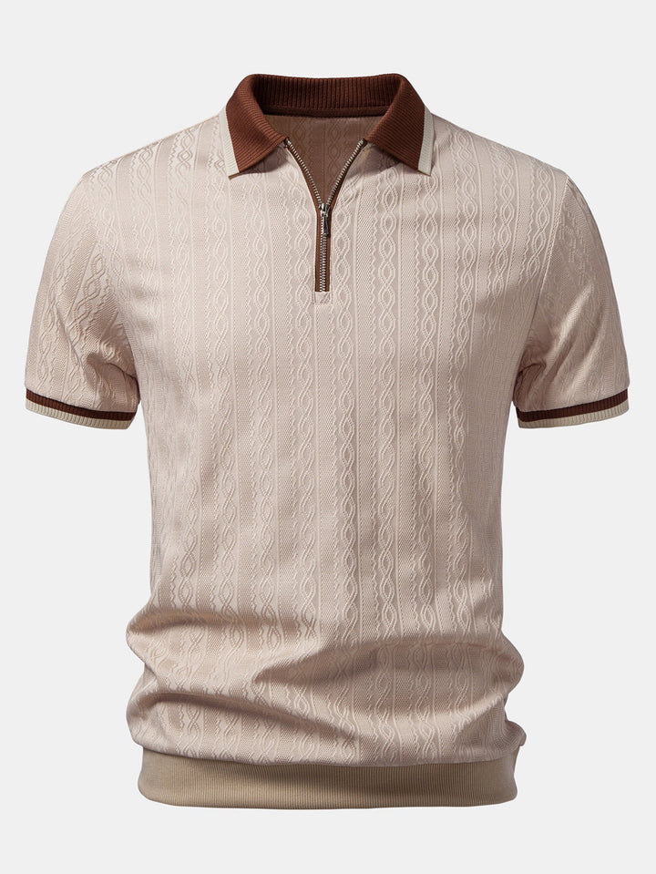 Herren Kurzarm Zip-Polo & Hose mit elastischem Bund und geradem Bein Set