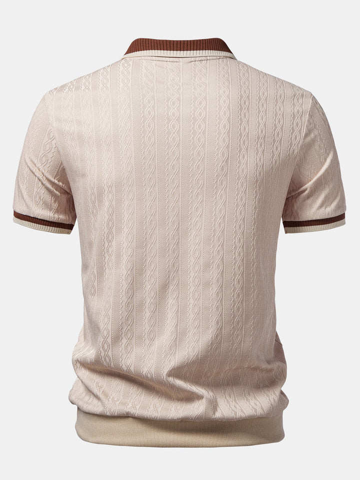 Herren Kurzarm Zip-Polo & Hose mit elastischem Bund und geradem Bein Set
