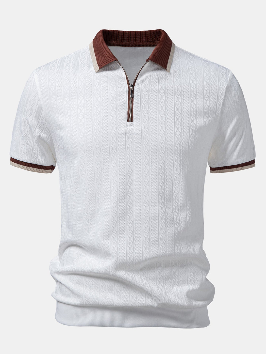 Herren Kurzarm Zip-Polo & Hose mit elastischem Bund und geradem Bein Set
