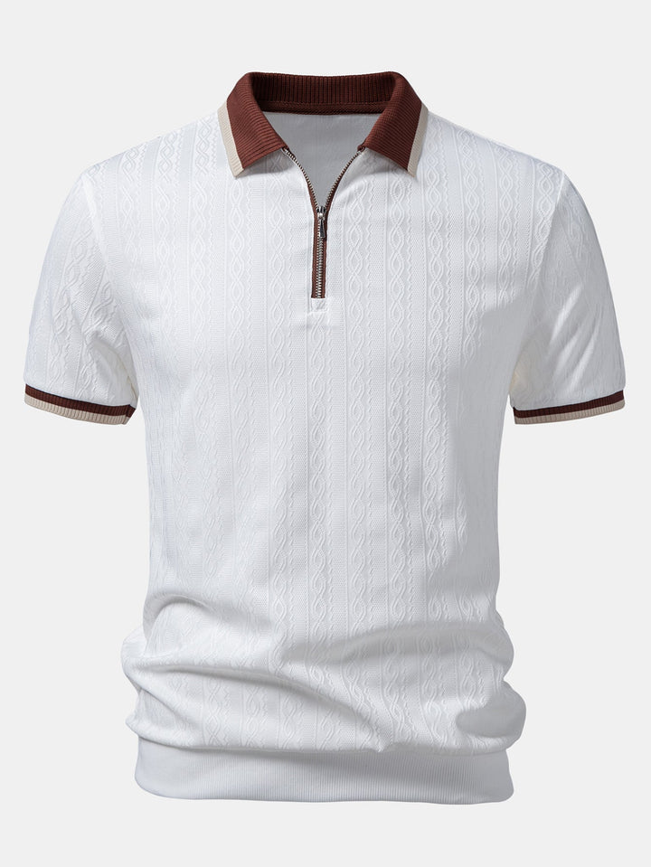 Herren Kurzarm Zip-Polo & Hose mit elastischem Bund und geradem Bein Set
