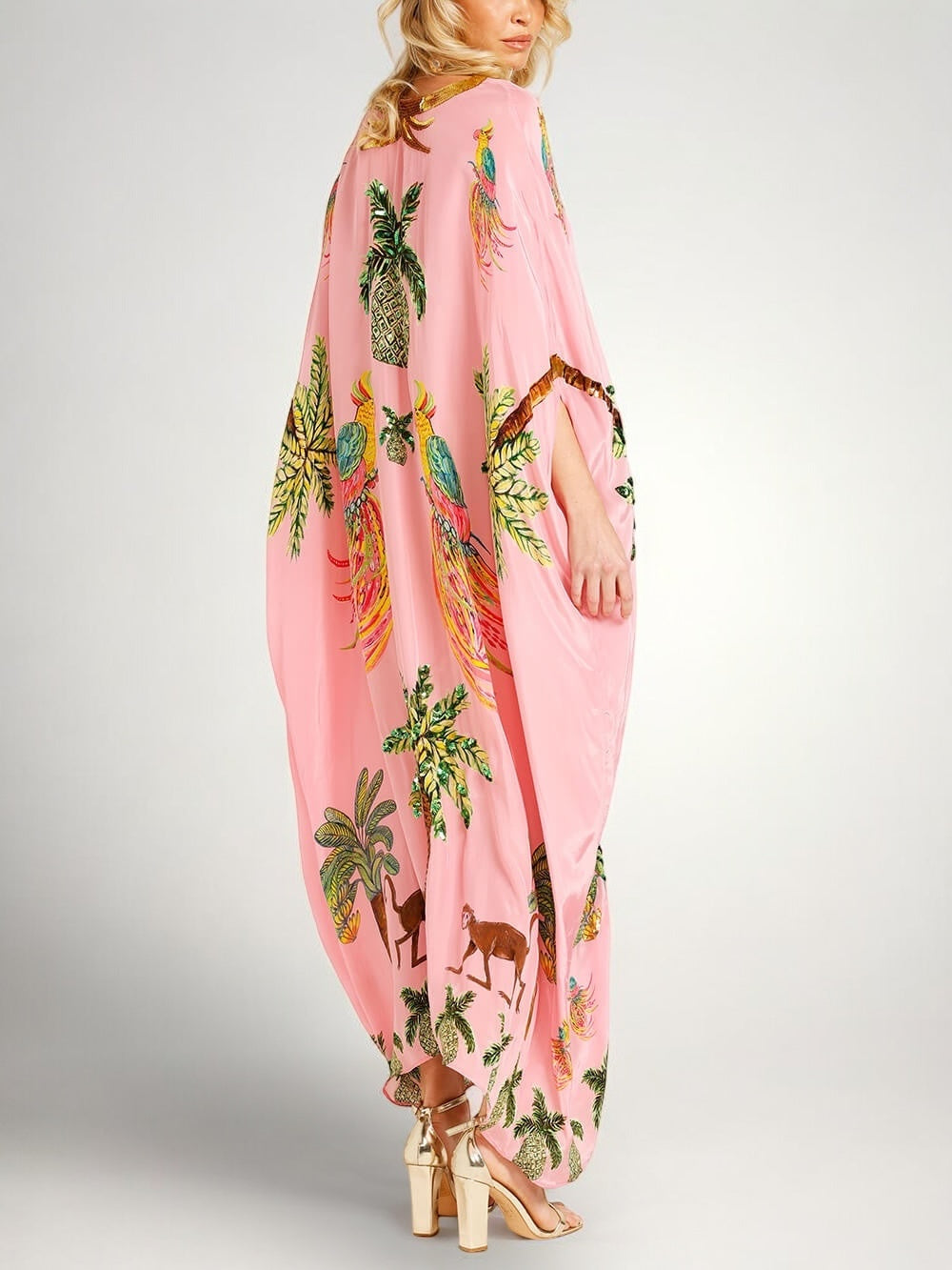 Elena | Damen Maxikleid mit V-Ausschnitt und Pailletten