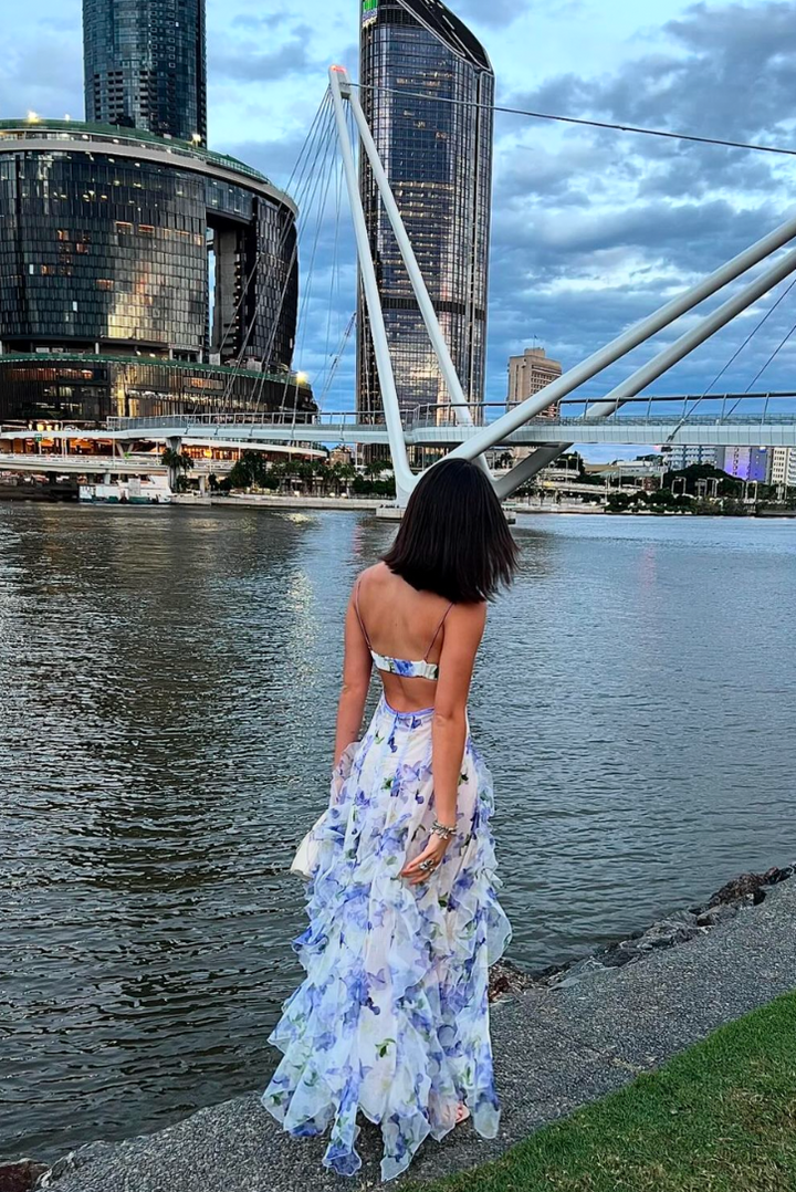 Gloria | Floral Cut-Out Split Strand Maxi Kleid für Damen