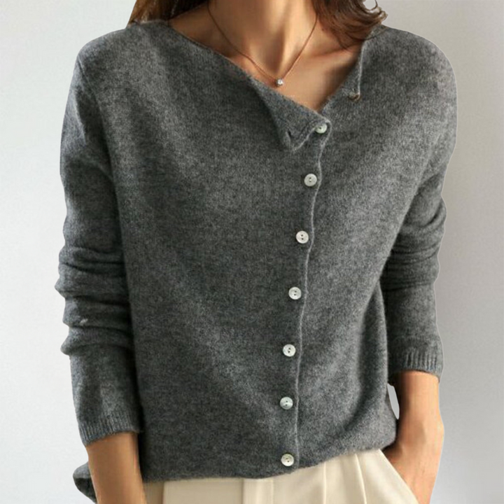 Kate | Schicker asymmetrischer Knopf-Cardigan für Damen