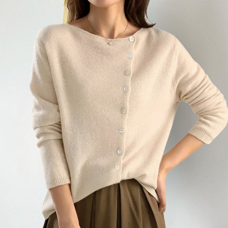 Kate | Schicker asymmetrischer Knopf-Cardigan für Damen
