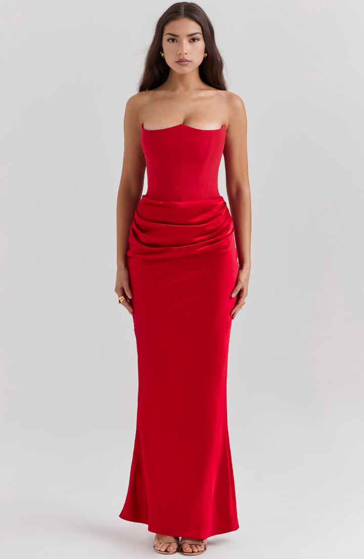 Hera | Elegantes Retro-Einfarbiges Trägerloses Partykleid für Damen
