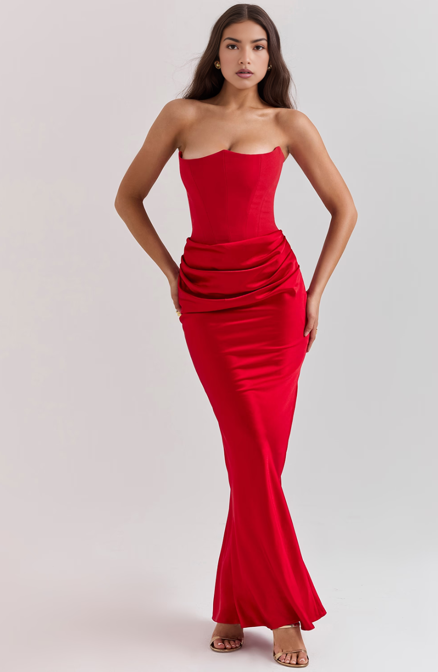 Hera | Elegantes Retro-Einfarbiges Trägerloses Partykleid für Damen