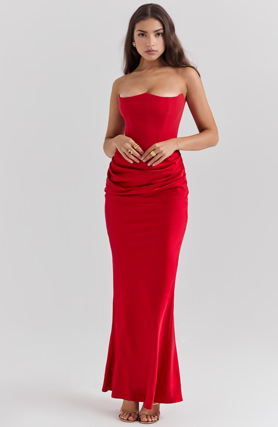 Hera | Elegantes Retro-Einfarbiges Trägerloses Partykleid für Damen