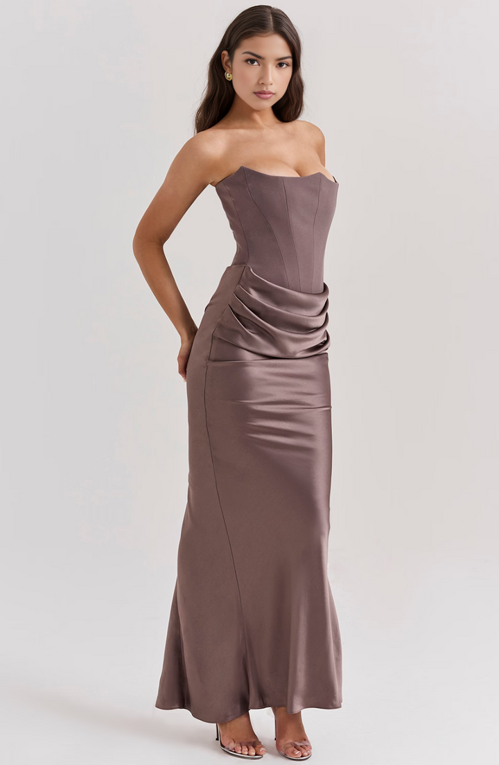 Hera | Elegantes Retro-Einfarbiges Trägerloses Partykleid für Damen