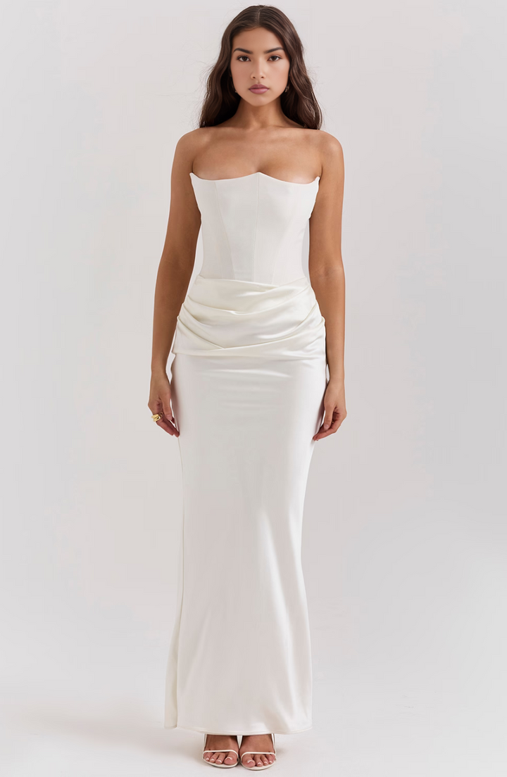 Hera | Elegantes Retro-Einfarbiges Trägerloses Partykleid für Damen