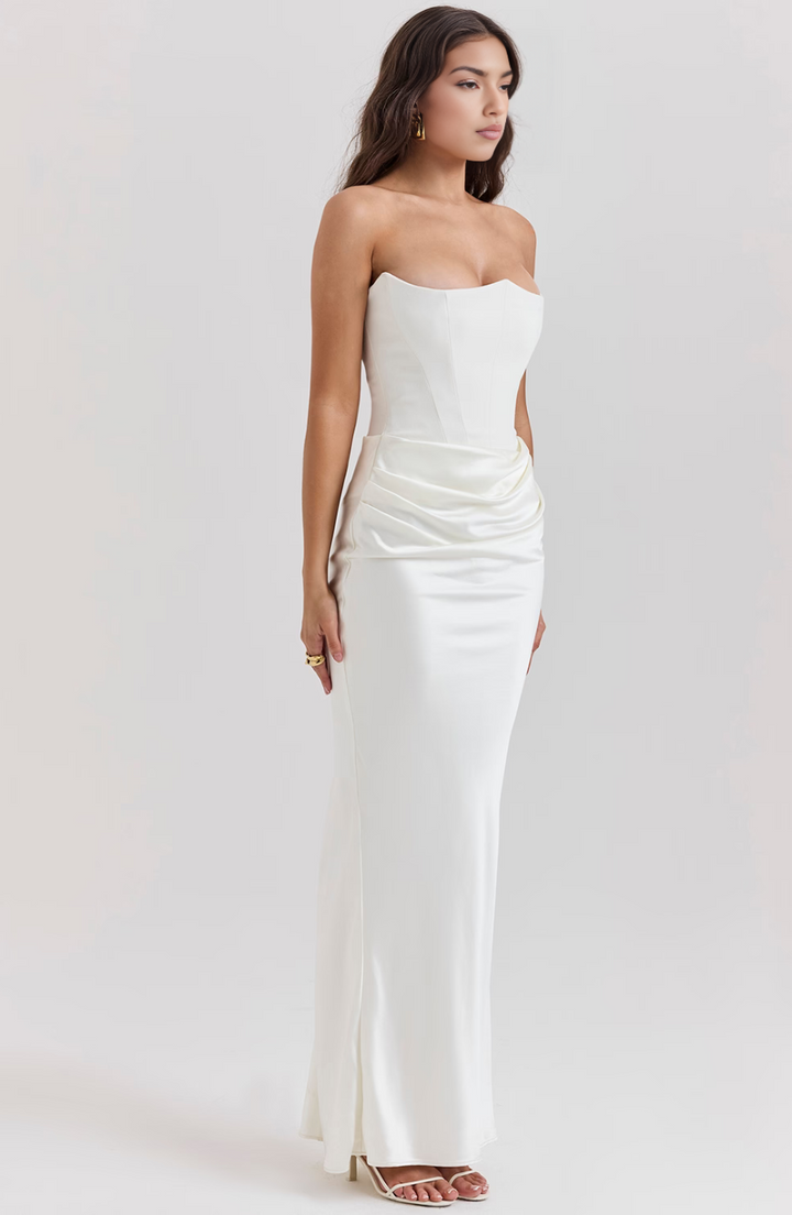Hera | Elegantes Retro-Einfarbiges Trägerloses Partykleid für Damen
