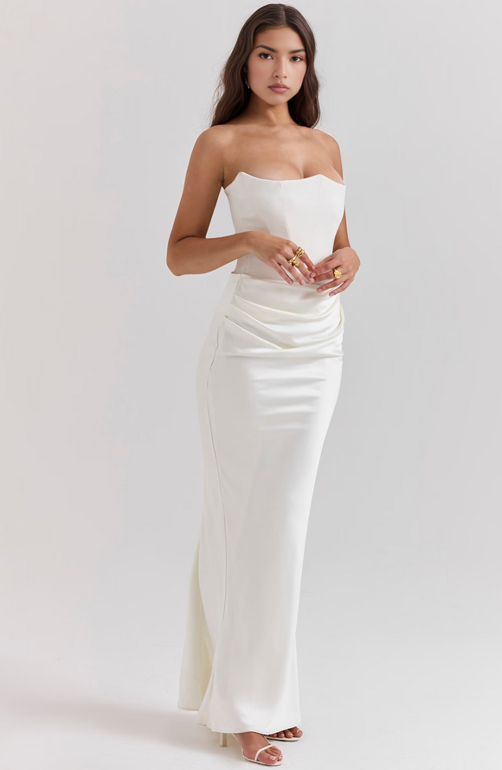 Hera | Elegantes Retro-Einfarbiges Trägerloses Partykleid für Damen