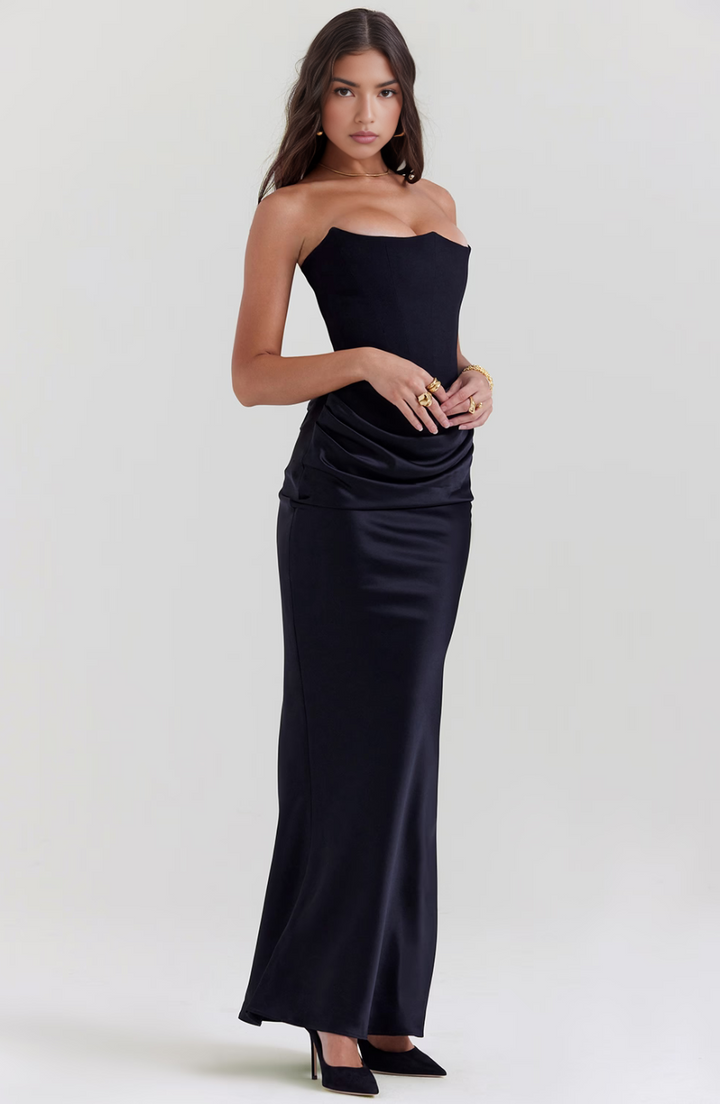 Hera | Elegantes Retro-Einfarbiges Trägerloses Partykleid für Damen