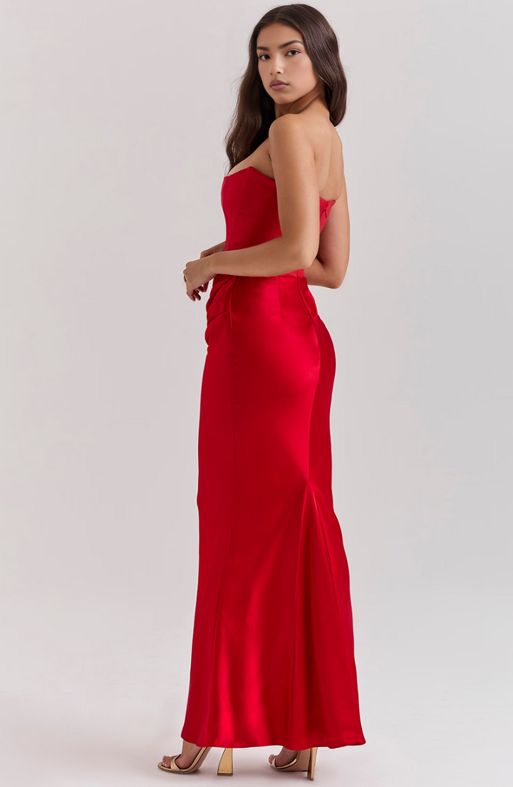 Hera | Elegantes Retro-Einfarbiges Trägerloses Partykleid für Damen
