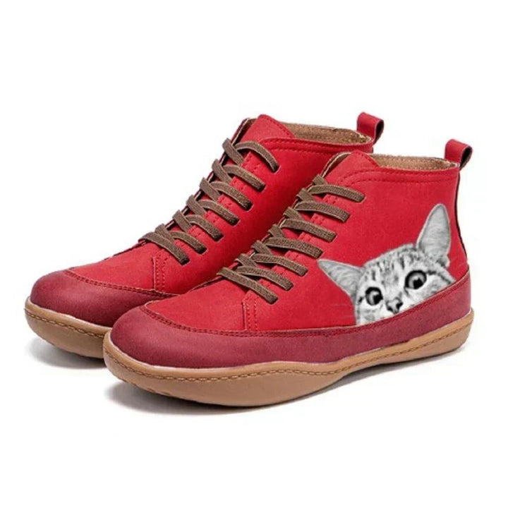 Monika | Katzenleder-Stiefeletten für Damen mit niedrigem Absatz