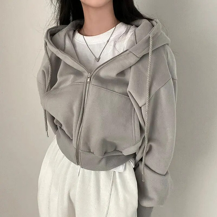 Damen Kapuzenjacke Oversized mit Reißverschluss und Taschen