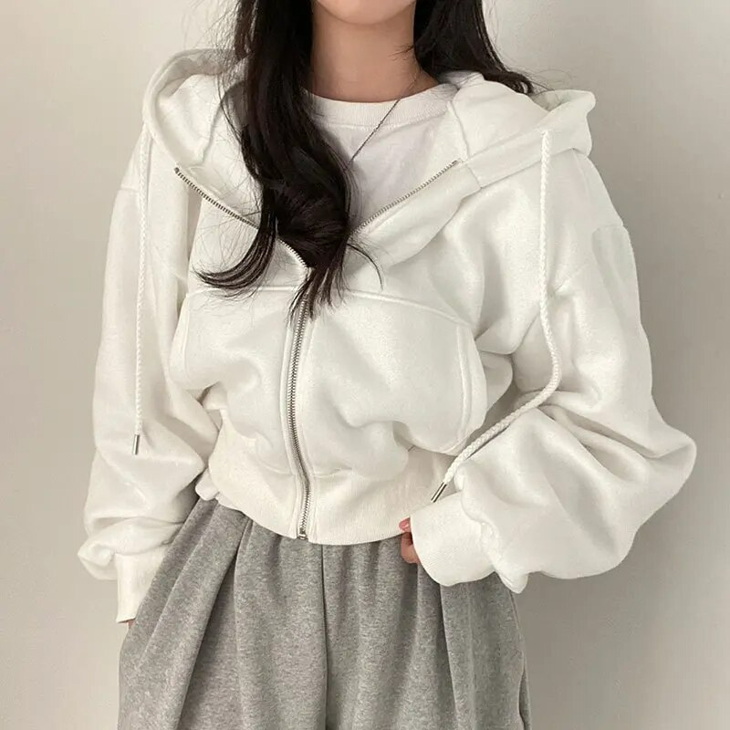 Damen Kapuzenjacke Oversized mit Reißverschluss und Taschen