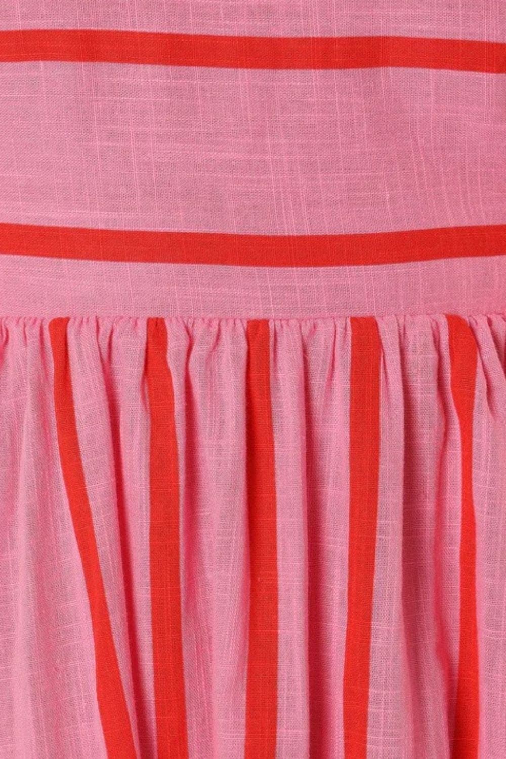 Damen Maxikleid mit eckigem Ausschnitt, ärmellos und gestreift