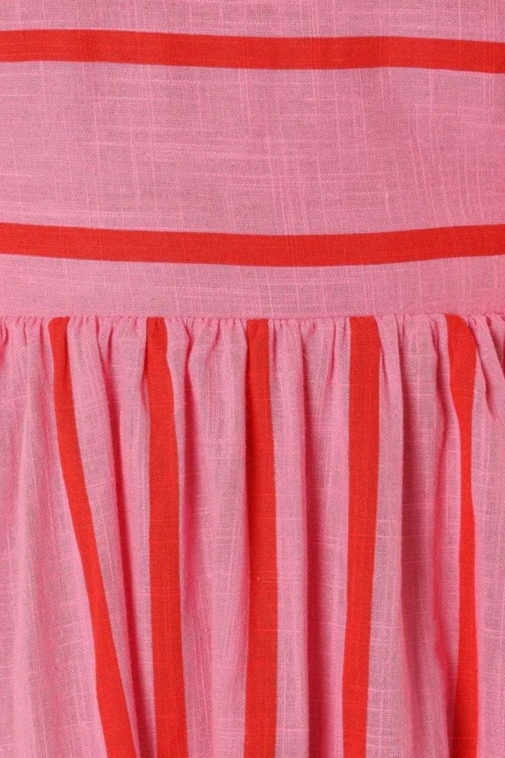 Damen Maxikleid mit eckigem Ausschnitt, ärmellos und gestreift