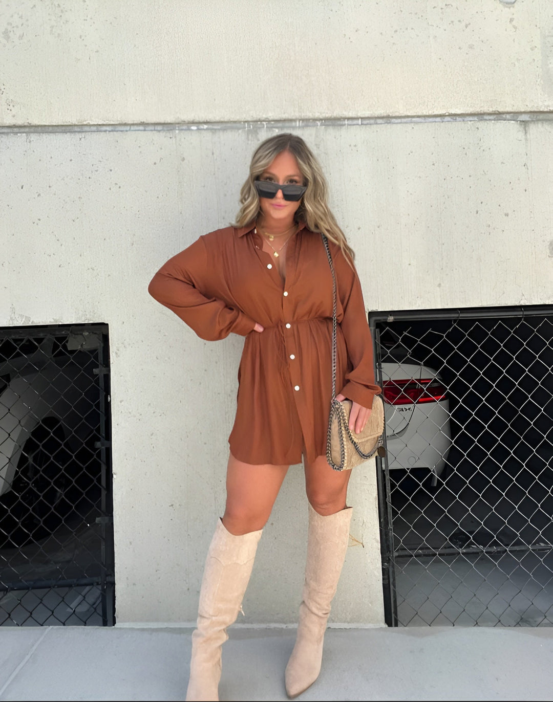 Fara | Schickes Jumpsuit-Kleid mit langen Ärmeln