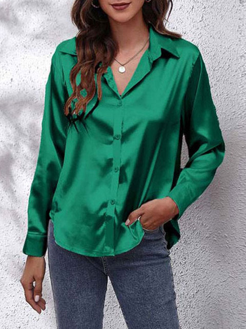 Stylisches Langarmtop Hemd für Damen mit V-Ausschnitt und langen Ärmeln