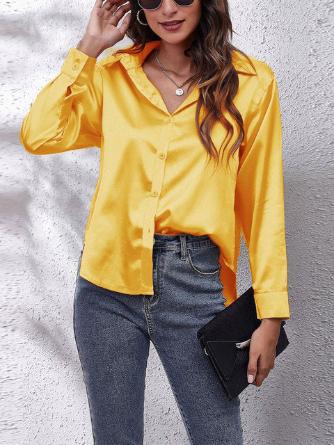Stylisches Langarmtop Hemd für Damen mit V-Ausschnitt und langen Ärmeln