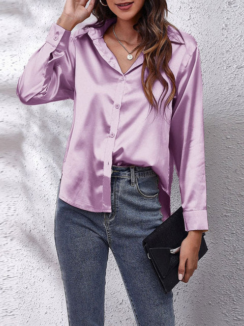 Stylisches Langarmtop Hemd für Damen mit V-Ausschnitt und langen Ärmeln